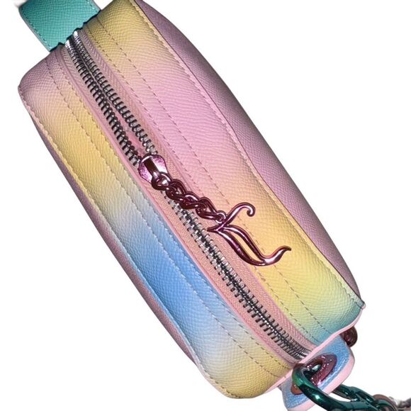 Juicy Couture Rainbow Tie-Dye Jasmine Squared Faux Leather Crossbody Bag & Charm - Picture 10 of 14